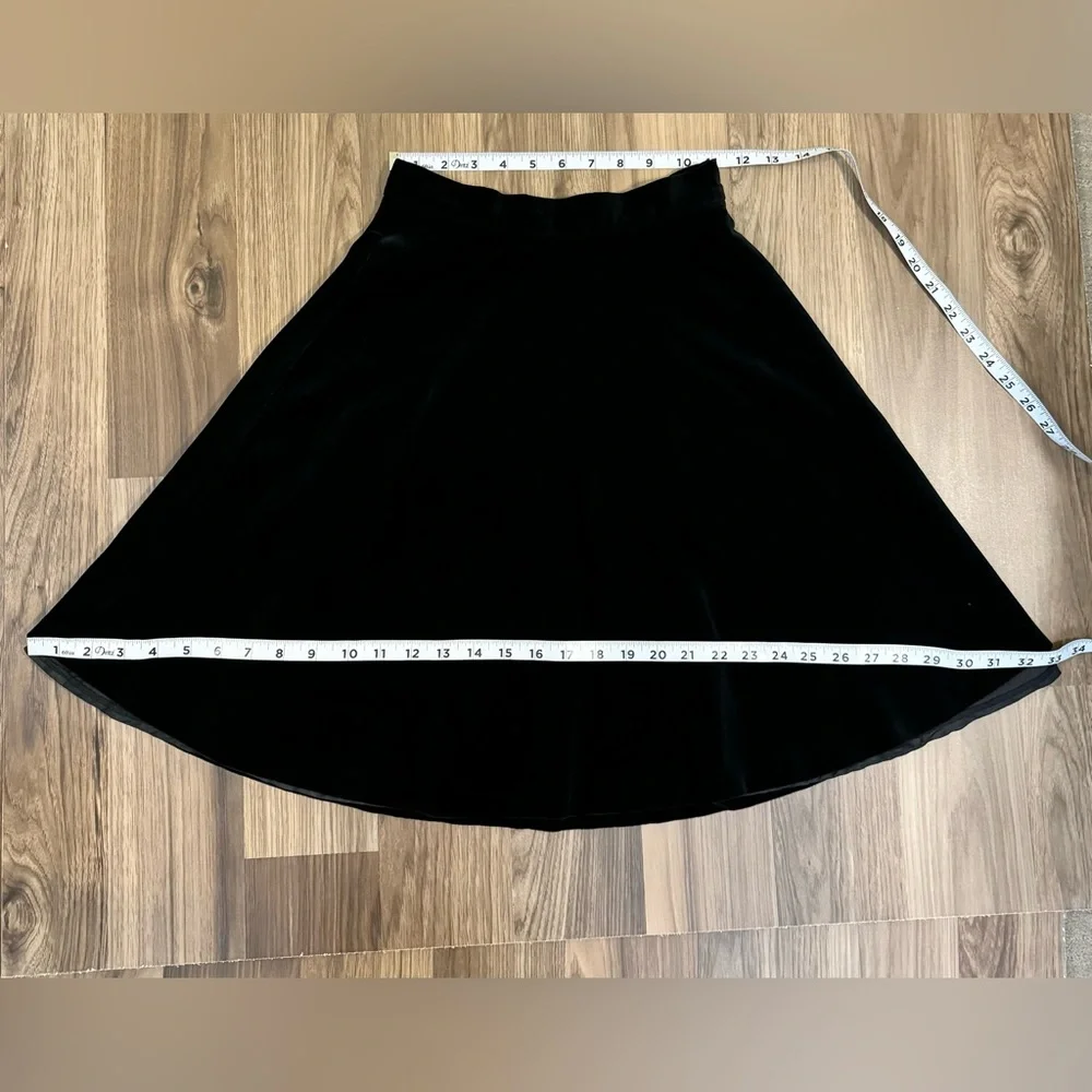 Laura Ashley Velvet Black Vintage Soft Luxe Lined Button Zip Up Midi Skirt 4 - Picture 9 of 11